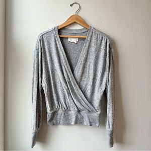 Anthropologie Gray Wrap Crossover Lightweight Sweater Small